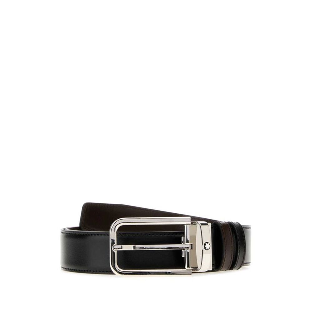 Montblanc Men Black Leather Reversible Belt